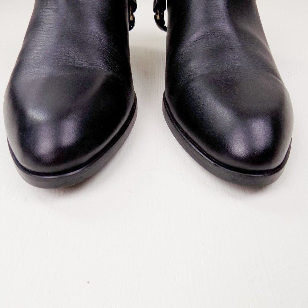 new! J. crew ankle booties leather moto zip up gold hardware straps buckle - Picture 9 of 10